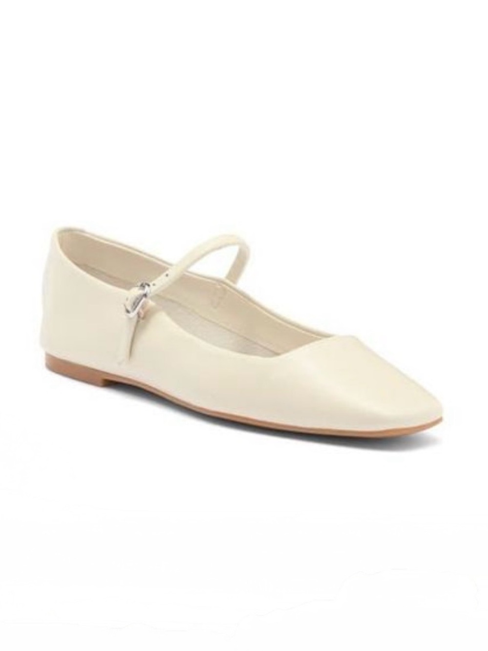 Steve Madden Marree Mary Jane Ballet Flats Square Toe Ivory White Leather Sz 10
